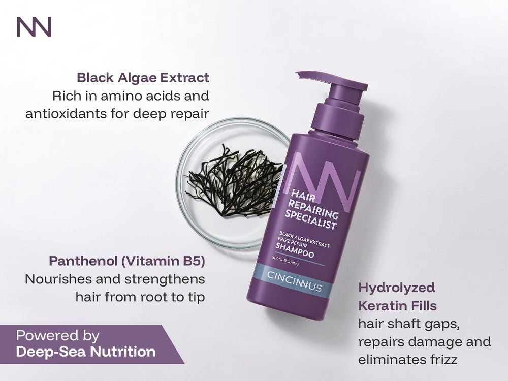Frizz Repair Shampoo | Black Algae Extract | Smooth & Anti-Frizz Hair Care | Nourishing Shampoo for Dry & Frizzy Hair