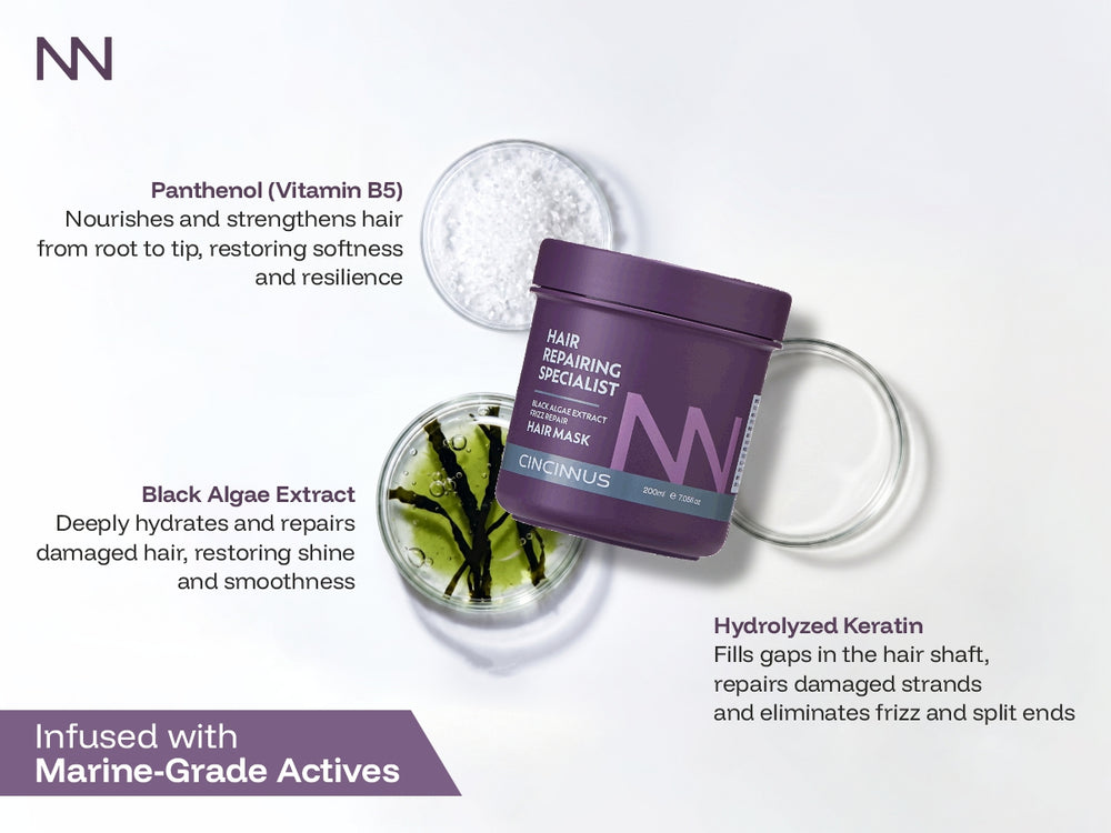 Frizz Repair Hair Mask | Black Algae Extract | Deep Conditioning & Anti-Frizz Hair Treatment | For Dry & Damaged Hair