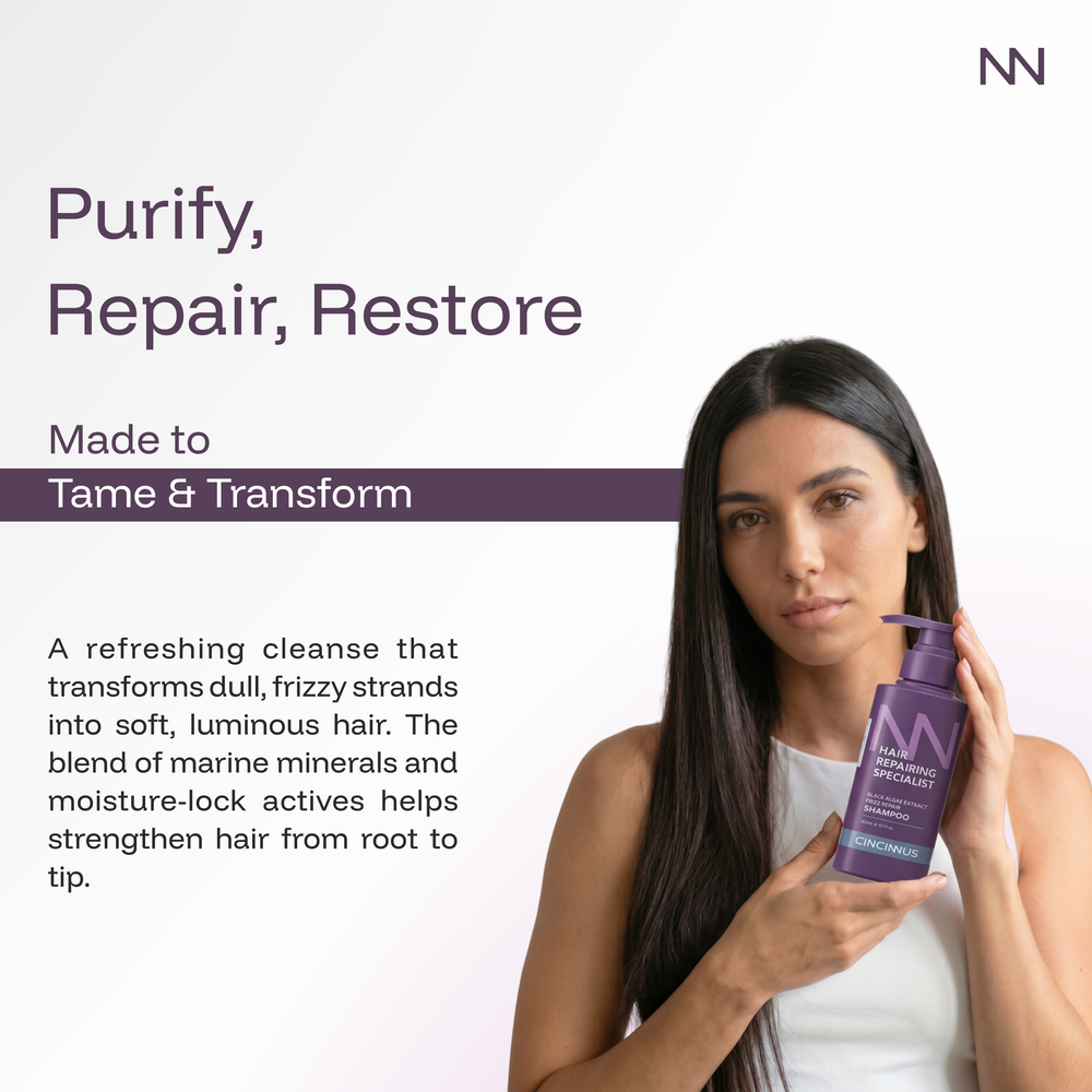 Frizz Repair Shampoo | Black Algae Extract | Smooth & Anti-Frizz Hair Care | Nourishing Shampoo for Dry & Frizzy Hair