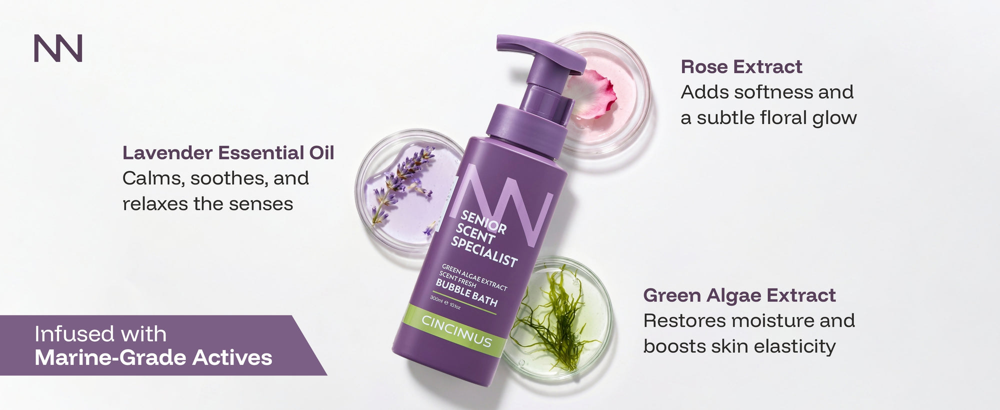 Scent Fresh Bubble Bath | Green Algae Extract | Refreshing & Moisturizing Bath Gel | Gentle Cleanse for All Skin Types