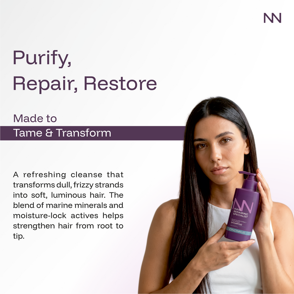 Frizz Repair Shampoo | Black Algae Extract | Smooth & Anti-Frizz Hair Care | Nourishing Shampoo for Dry & Frizzy Hair