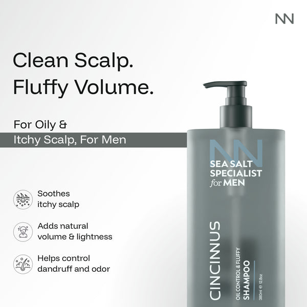 Oil Control Fluffy Shampoo | Controls Excess Oil & Adds Volume | Refreshing Shampoo for Oily Scalp & Greasy Hair, For Men