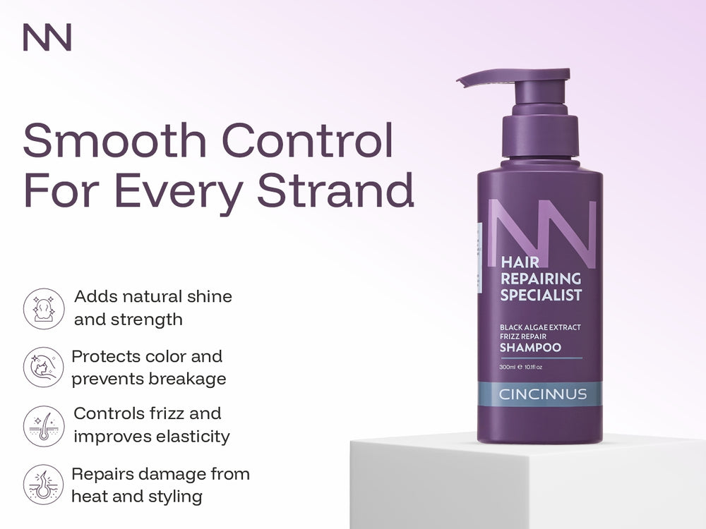Frizz Repair Shampoo | Black Algae Extract | Smooth & Anti-Frizz Hair Care | Nourishing Shampoo for Dry & Frizzy Hair