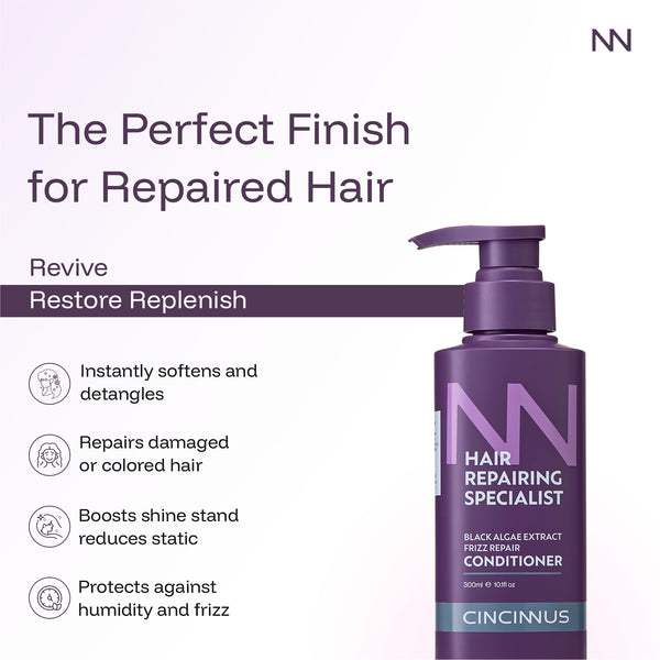 Frizz Repair Shampoo & Conditioner Combo | Black Algae Extract | Anti-Frizz, Smooth & Deep Nourishing Hair Care for Dry & Damaged Hair