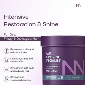 Frizz Repair Shampoo & Hair Mask Combo | Black Algae Extract | Anti-Frizz, Smooth & Deep Nourishing Hair Care for Dry & Damaged Hair