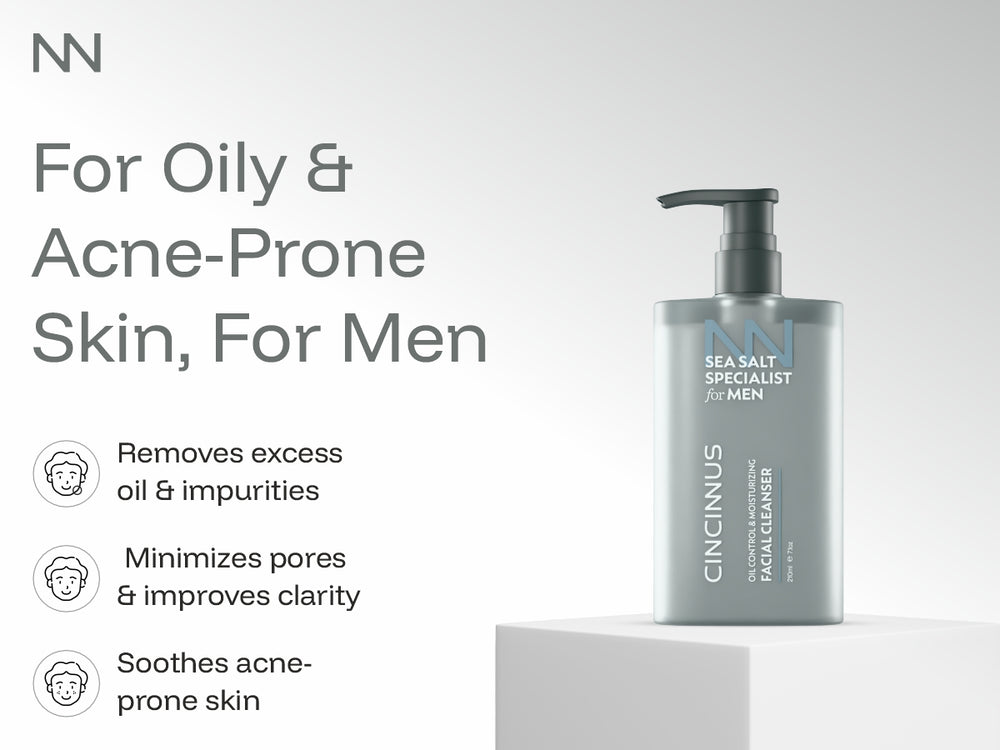 Oil Control Facial Cleanser | Deep Cleansing Face Wash with Moisturizing Care | Controls Excess Oil | For Oily & Acne-Prone Skin, For Men