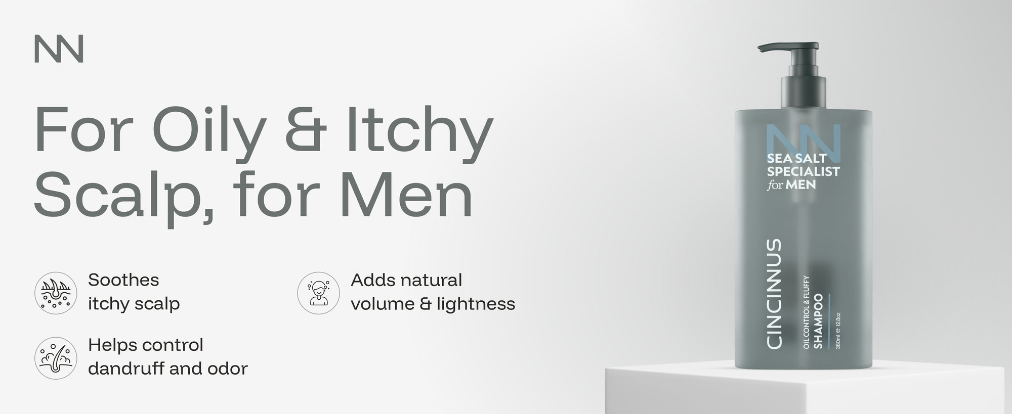 Oil Control Fluffy Shampoo | Controls Excess Oil & Adds Volume | Refreshing Shampoo for Oily Scalp & Greasy Hair, For Men