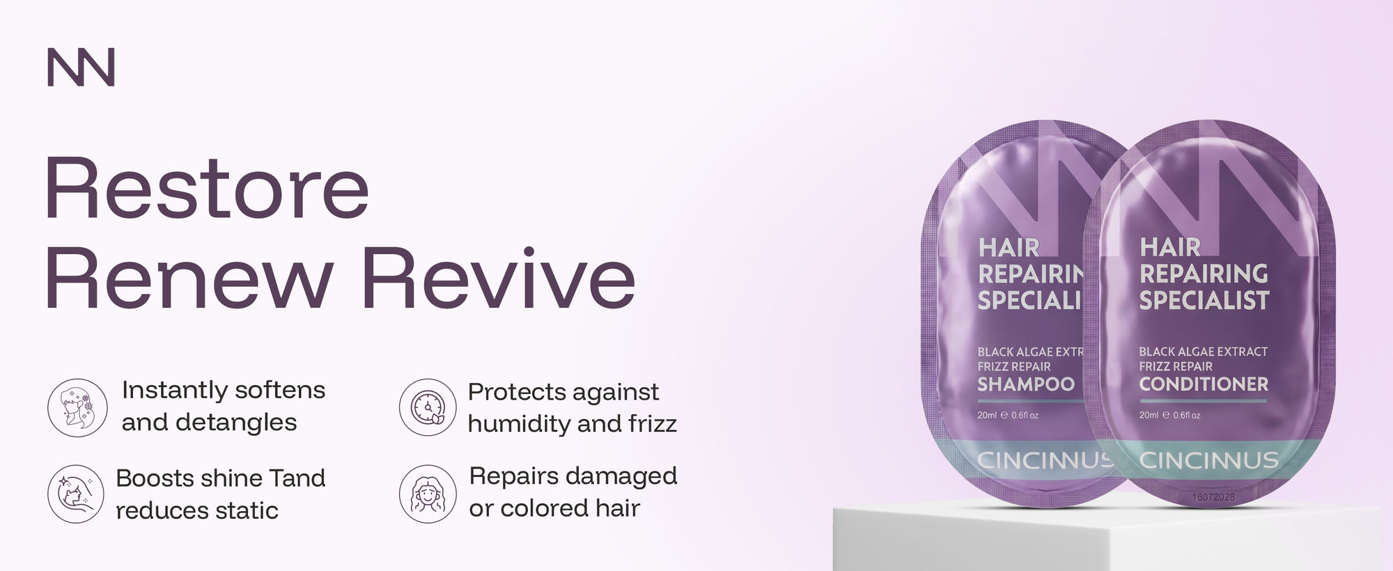 Black Algae Extract Frizz Repair Travel Duo (5 Shampoo + 5 Conditioner).