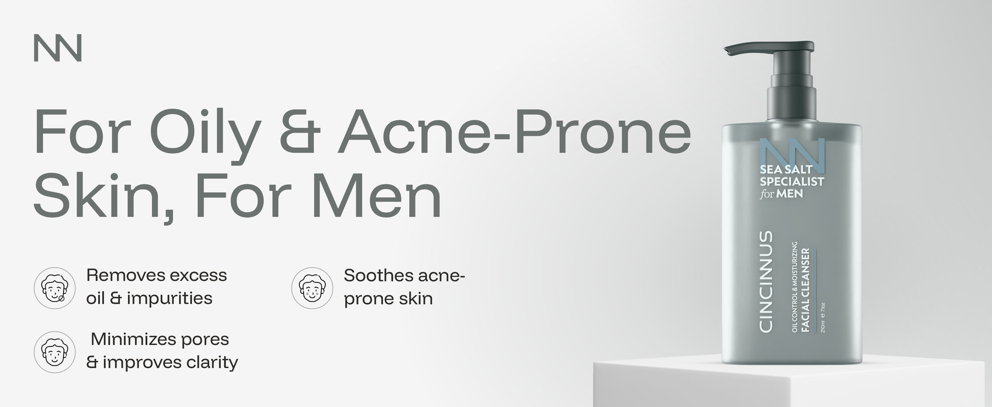 Oil Control Facial Cleanser | Deep Cleansing Face Wash with Moisturizing Care | Controls Excess Oil | For Oily & Acne-Prone Skin, For Men