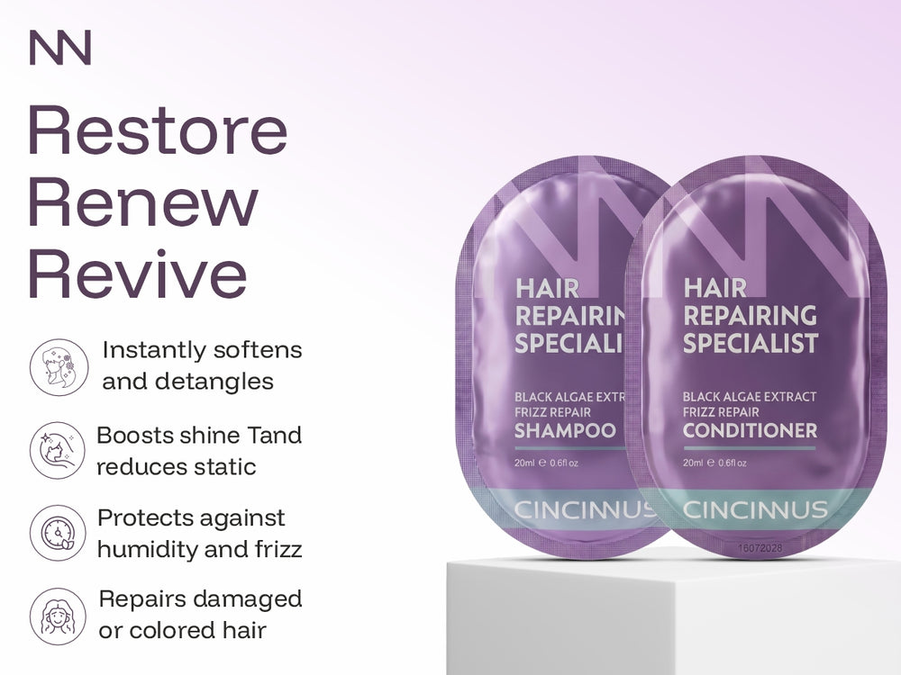 Black Algae Extract Frizz Repair Travel Duo (5 Shampoo + 5 Conditioner).