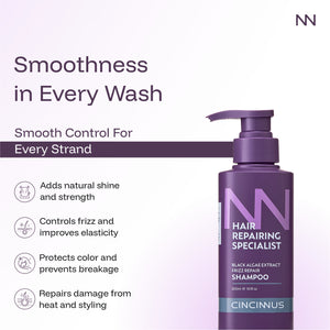 Frizz Repair Shampoo | Black Algae Extract | Smooth & Anti-Frizz Hair Care | Nourishing Shampoo for Dry & Frizzy Hair