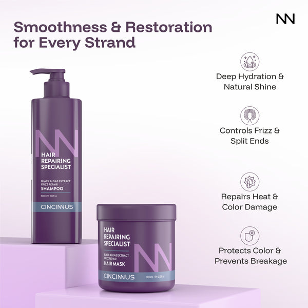 Frizz Repair Shampoo & Hair Mask Combo #500ml+350ml