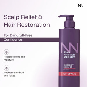 Anti-Dandruff Shampoo | Red Algae Extract | Controls Dandruff, Itchy & Flaky Scalp | Gentle Daily Use Shampoo for All Hair Types - CINCINNUS