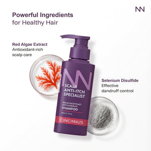 Anti-Dandruff Shampoo | Red Algae Extract | Controls Dandruff, Itchy & Flaky Scalp | Gentle Daily Use Shampoo for All Hair Types - CINCINNUS