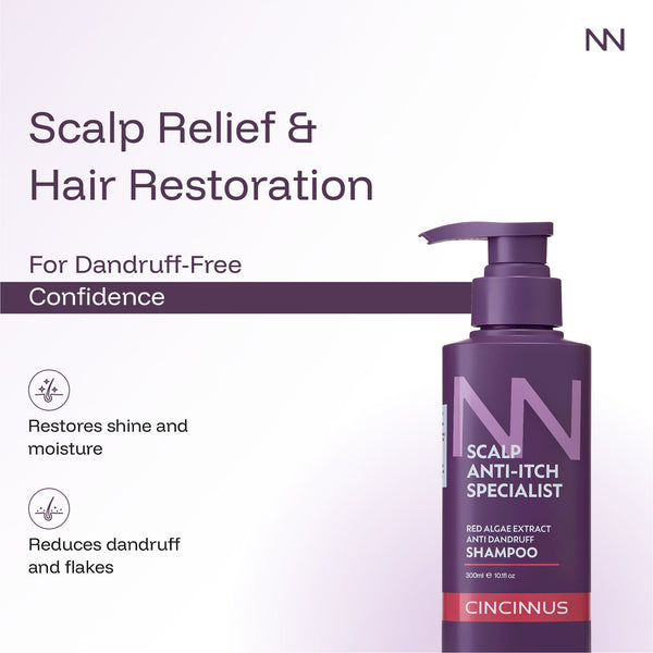 Anti-Dandruff Shampoo | Red Algae Extract | Controls Dandruff, Itchy & Flaky Scalp | Gentle Daily Use Shampoo for All Hair Types - CINCINNUS