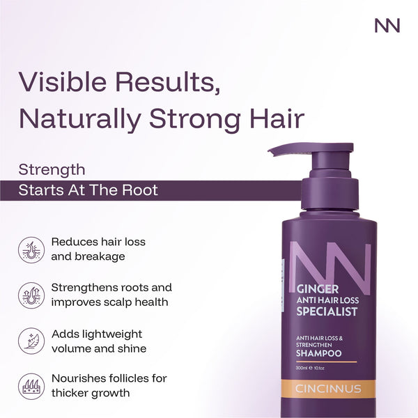 Anti Hair Loss & Strengthening Shampoo | Helps Reduce Hair Fall & Strengthen Roots | Daily Use Shampoo for Weak & Thinning Hair - CINCINNUS