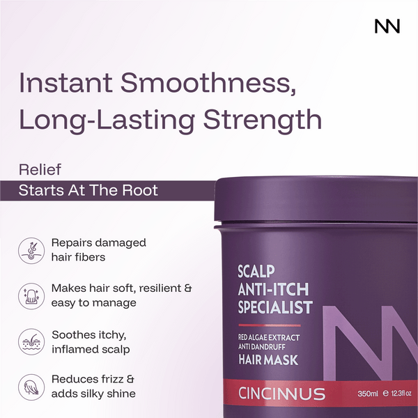Anti-Itch Anti-Dandruff Hair Mask | Red Algae Extract | Soothes Itchy Scalp & Controls Dandruff | Intensive Scalp Care Treatment - CINCINNUS