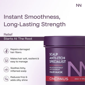 Anti-Itch Anti-Dandruff Hair Mask | Red Algae Extract | Soothes Itchy Scalp & Controls Dandruff | Intensive Scalp Care Treatment - CINCINNUS