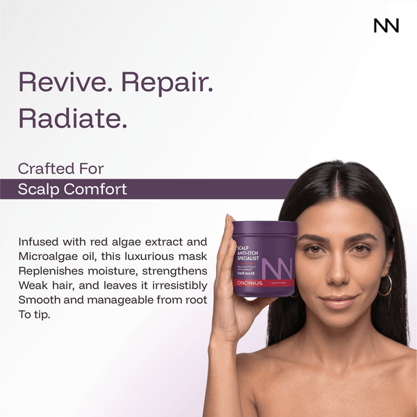 Anti-Itch Anti-Dandruff Hair Mask | Red Algae Extract | Soothes Itchy Scalp & Controls Dandruff | Intensive Scalp Care Treatment - CINCINNUS