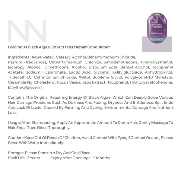Black Algae Extract Frizz Repair Travel Duo (5 Shampoo + 5 Conditioner). - CINCINNUS