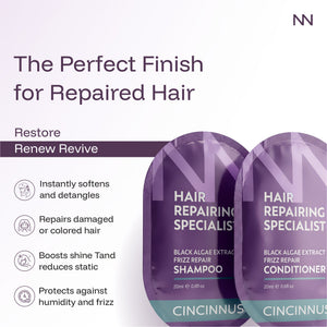 Black Algae Extract Frizz Repair Travel Duo (5 Shampoo + 5 Conditioner). - CINCINNUS
