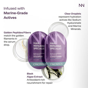 Black Algae Extract Frizz Repair Travel Duo (5 Shampoo + 5 Conditioner). - CINCINNUS