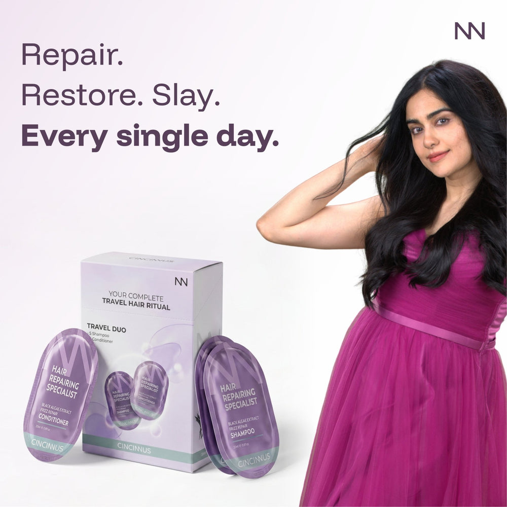 Black Algae Extract Frizz Repair Travel Duo (5 Shampoo + 5 Conditioner). - CINCINNUS