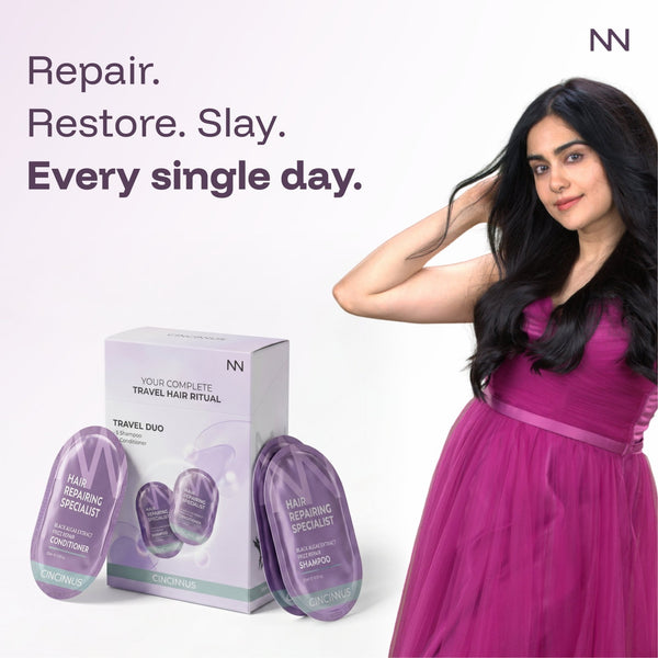 Black Algae Extract Frizz Repair Travel Duo (5 Shampoo + 5 Conditioner). - CINCINNUS