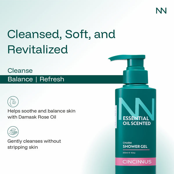 Essential Oil Charm Shower Gel | Gentle Cleansing & Long-Lasting Fragrance | Refreshing Body Wash for All Skin Types - CINCINNUS