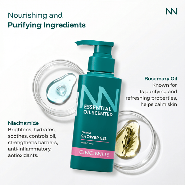 Essential Oil Charm Shower Gel | Gentle Cleansing & Long-Lasting Fragrance | Refreshing Body Wash for All Skin Types - CINCINNUS