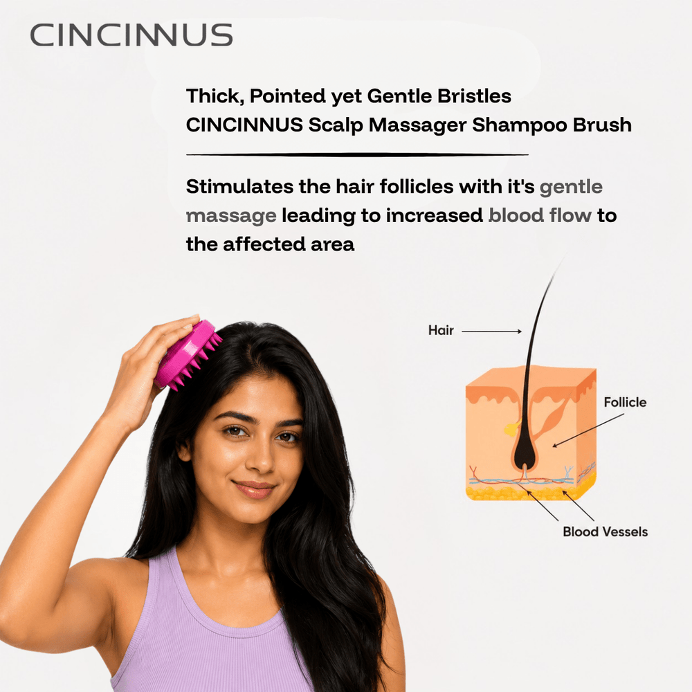 *For Couple* Scalp Massager for Hair Growth and Relaxation, Handheld Head Massager (Pack of 2) (WHITE & PINK, Scalp Massager) (Pink & White) - CINCINNUS