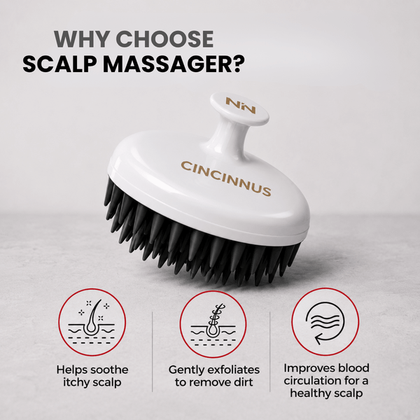 *For Him* Scalp Massager for Hair Growth and Relaxation, Handheld Head Massager (WHITE, Scalp Massager) (WHITE) - CINCINNUS