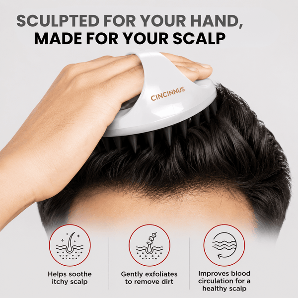 *For Him* Scalp Massager for Hair Growth and Relaxation, Handheld Head Massager (WHITE, Scalp Massager) (WHITE) - CINCINNUS