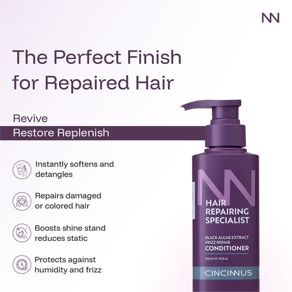 Frizz Repair Conditioner | Black Algae Extract | Smoothens & Controls Frizz | Nourishing Conditioner for Dry & Frizzy Hair - CINCINNUS