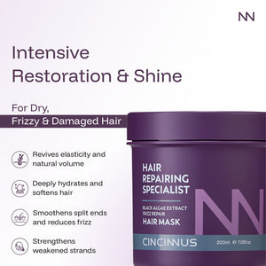 Frizz Repair Hair Mask | Black Algae Extract | Deep Conditioning & Anti-Frizz Hair Treatment | For Dry & Damaged Hair - CINCINNUS