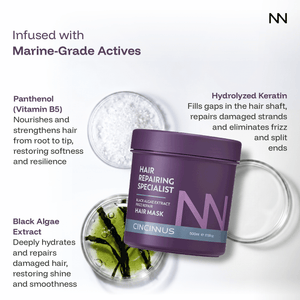 Frizz Repair Hair Mask | Black Algae Extract | Deep Conditioning & Anti-Frizz Hair Treatment | For Dry & Damaged Hair - CINCINNUS