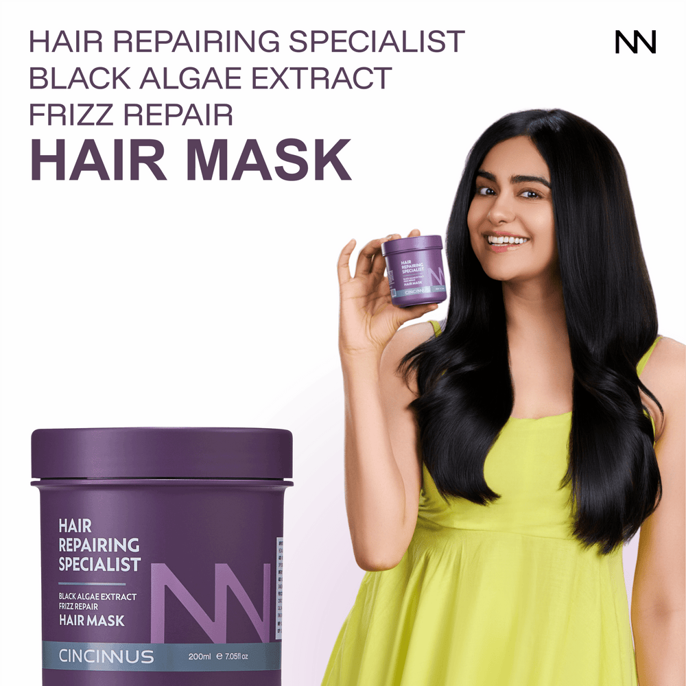 Frizz Repair Hair Mask | Black Algae Extract | Deep Conditioning & Anti-Frizz Hair Treatment | For Dry & Damaged Hair - CINCINNUS