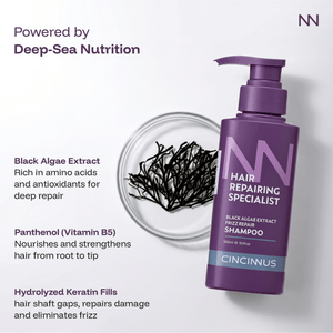 Frizz Repair Shampoo | Black Algae Extract | Smooth & Anti-Frizz Hair Care | Nourishing Shampoo for Dry & Frizzy Hair - CINCINNUS
