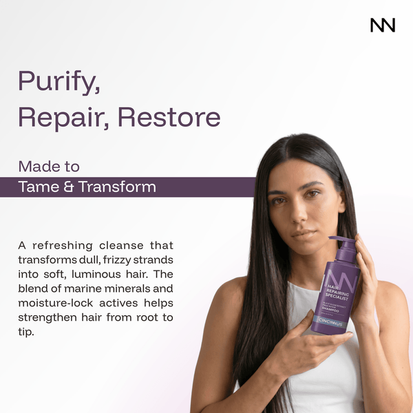 Frizz Repair Shampoo | Black Algae Extract | Smooth & Anti-Frizz Hair Care | Nourishing Shampoo for Dry & Frizzy Hair - CINCINNUS