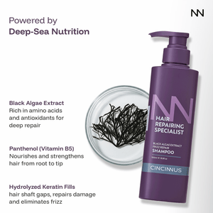 Frizz Repair Shampoo | Black Algae Extract | Smooth & Anti-Frizz Hair Care | Nourishing Shampoo for Dry & Frizzy Hair - CINCINNUS