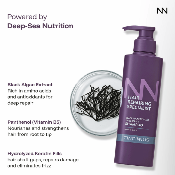 Frizz Repair Shampoo | Black Algae Extract | Smooth & Anti-Frizz Hair Care | Nourishing Shampoo for Dry & Frizzy Hair - CINCINNUS