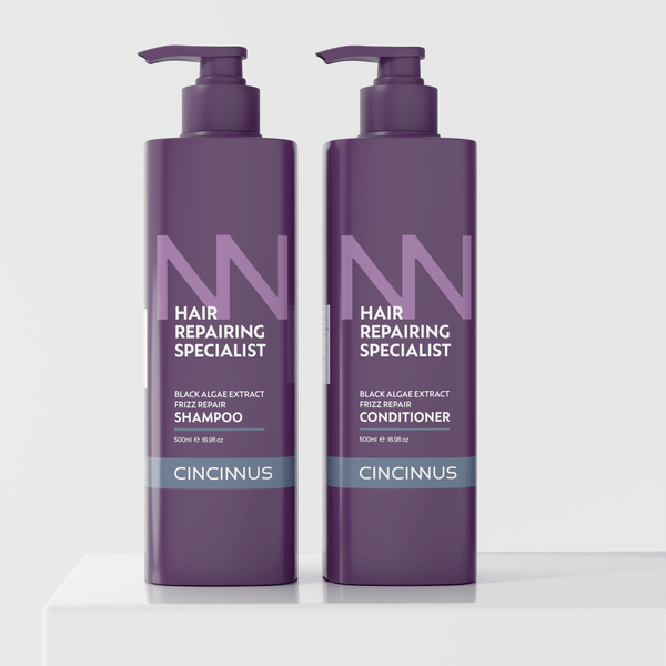 Frizz Repair Shampoo & Conditioner Combo | Black Algae Extract | Anti-Frizz, Smooth & Deep Nourishing Hair Care for Dry & Damaged Hair - CINCINNUS