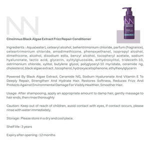 Frizz Repair Shampoo & Conditioner Combo | Black Algae Extract | Anti-Frizz, Smooth & Deep Nourishing Hair Care for Dry & Damaged Hair - CINCINNUS