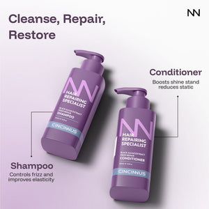 Frizz Repair Shampoo & Conditioner Combo | Black Algae Extract | Anti-Frizz, Smooth & Deep Nourishing Hair Care for Dry & Damaged Hair - CINCINNUS
