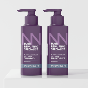 Frizz Repair Shampoo & Conditioner Combo | Black Algae Extract | Anti-Frizz, Smooth & Deep Nourishing Hair Care for Dry & Damaged Hair - CINCINNUS