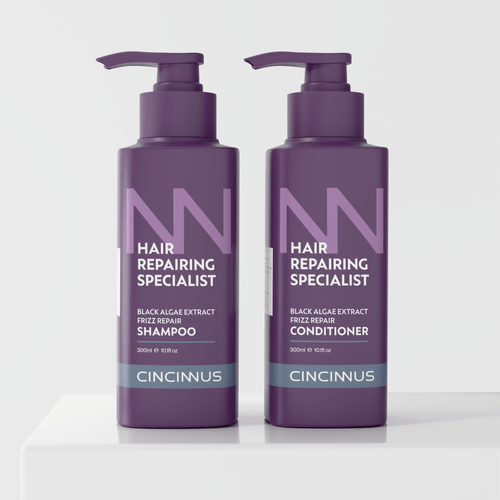 Frizz Repair Shampoo & Conditioner Combo | Black Algae Extract | Anti-Frizz, Smooth & Deep Nourishing Hair Care for Dry & Damaged Hair - CINCINNUS