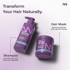 Frizz Repair Shampoo & Hair Mask Combo | Black Algae Extract | Anti-Frizz, Smooth & Deep Nourishing Hair Care for Dry & Damaged Hair - CINCINNUS