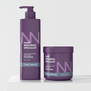 Frizz Repair Shampoo & Hair Mask Combo | Black Algae Extract | Anti-Frizz, Smooth & Deep Nourishing Hair Care for Dry & Damaged Hair - CINCINNUS