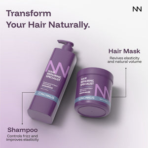 Frizz Repair Shampoo & Hair Mask Combo | Black Algae Extract | Anti-Frizz, Smooth & Deep Nourishing Hair Care for Dry & Damaged Hair - CINCINNUS