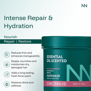 Nourish & Repair Hair Mask | Deep Conditioning & Damage Repair | Intensive Hair Care Mask for All Hair Types - CINCINNUS